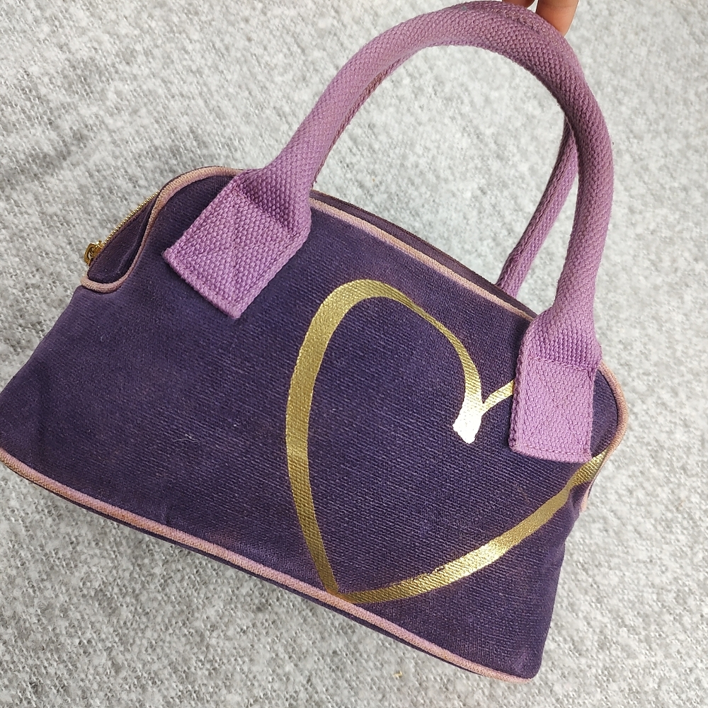 Victoria's Secret Purple Mini Bag with Gold Heart